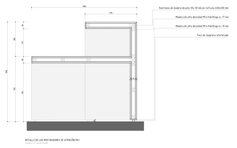 Mostradores en Museo de Los Dólmenes. Antequera (Málaga)